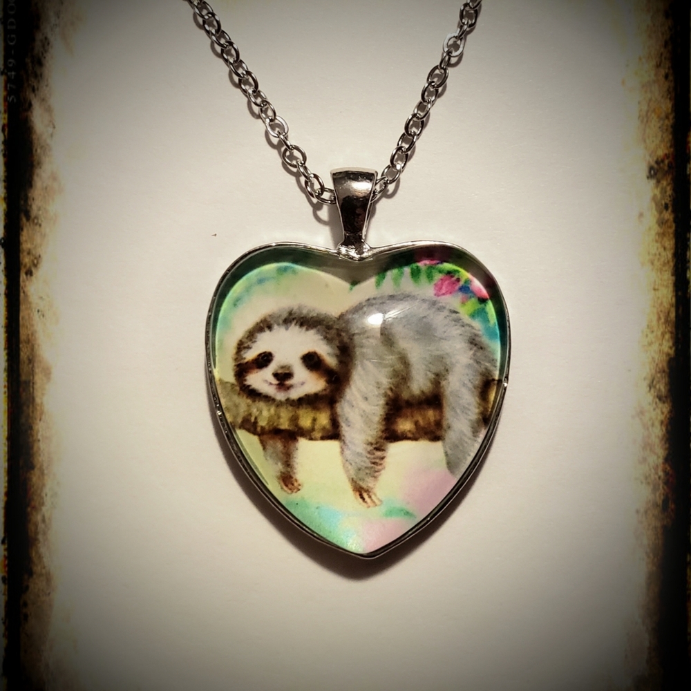 Sloth Heart Necklace